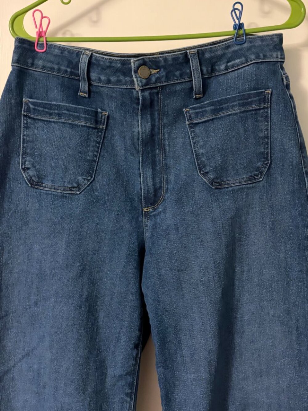 Paige Connie Crop jeans wide leg high rise medium wash size 31 designer denim - Picture 4 of 10